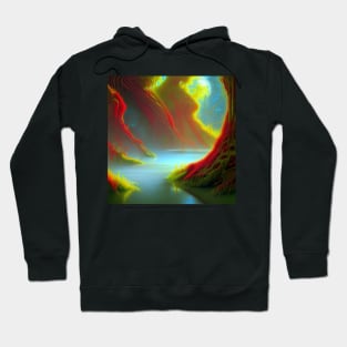 Beautiful Lake Under Colorful Fantasy Plants Hoodie